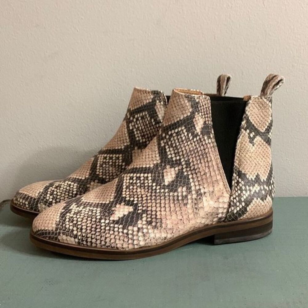 Lucky brand leather snake print ankle boots LK-haylia 6.5‎